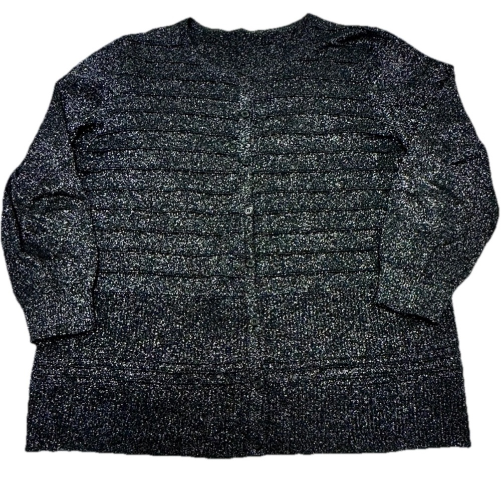 Women’s Cardigan Sweater Top Button Down Long Sleeve Metallic/Cotton/Poly Size L
